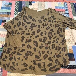 Merona Olive Leopard Print Long Sleeve Top